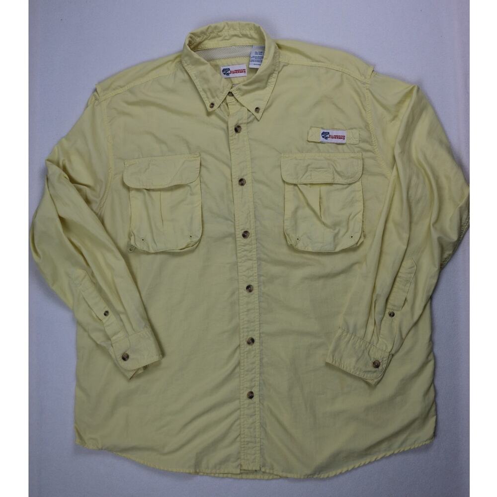 Vintage All-American Fisherman Shirt Mens XL Light Yellow Button Up Long Sleeve